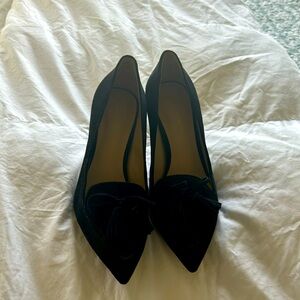 Ann Taylor black suede tassel heels